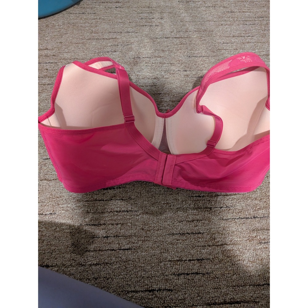 Cacique Bra and Panty Set Womens 42DD 14/16 Pink Bold Lace Balconette Hipster - Picture 3 of 11